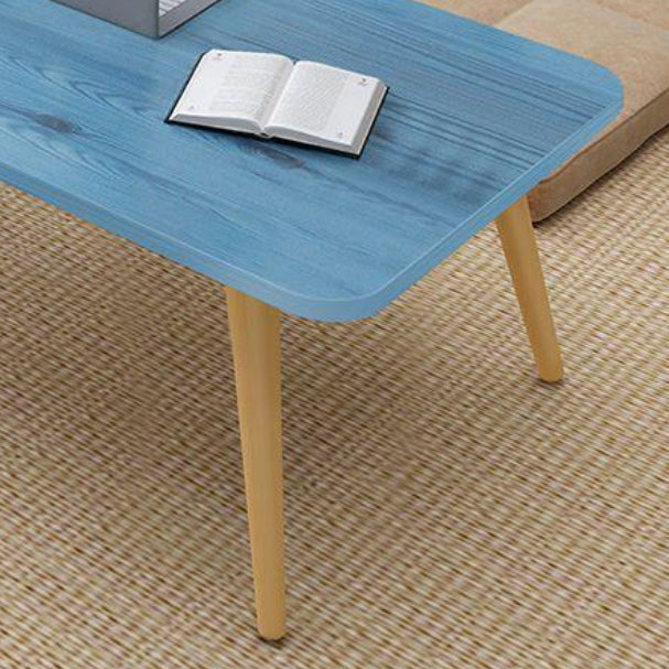 Solid Wood Rectangle Cocktail Table with 4 Legs and Wooden Top