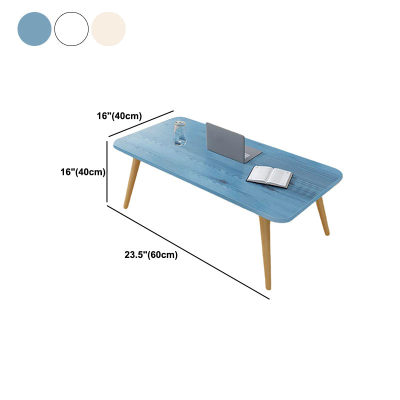Solid Wood Rectangle Cocktail Table with 4 Legs and Wooden Top