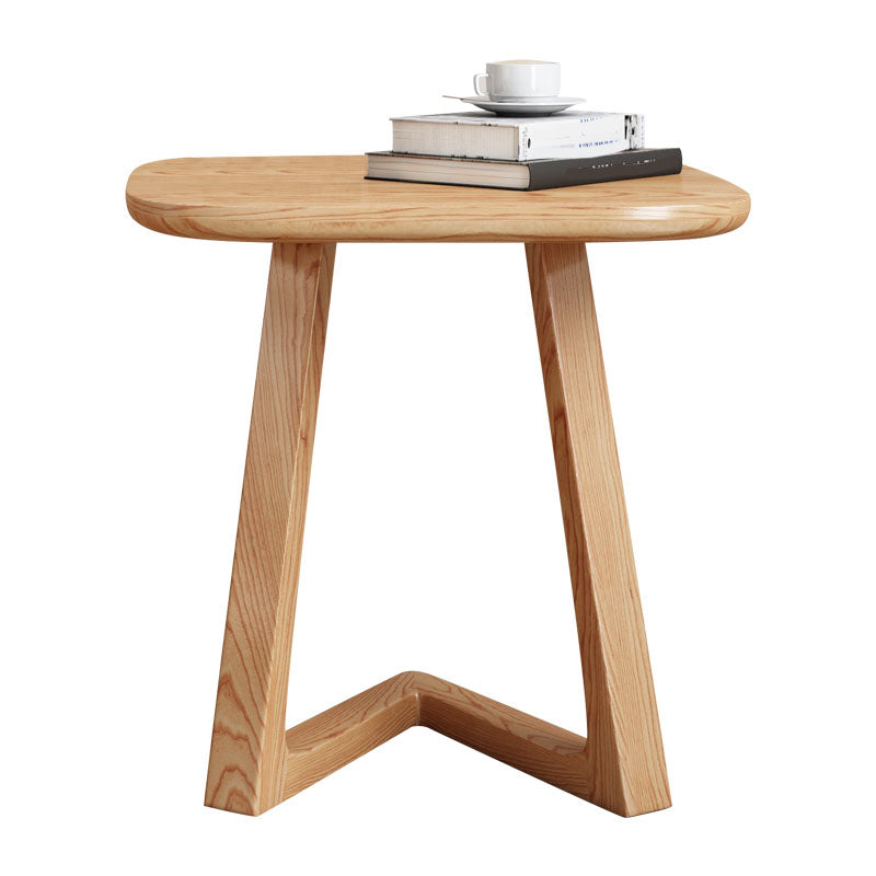 Solid Wood Square Top Side Table 19.7" Tall Abstract Base End Table