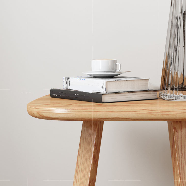 Solid Wood Square Top Side Table 19.7" Tall Abstract Base End Table