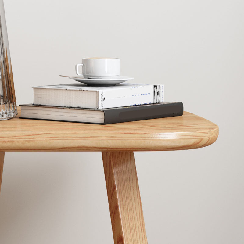Solid Wood Square Top Side Table 19.7" Tall Abstract Base End Table
