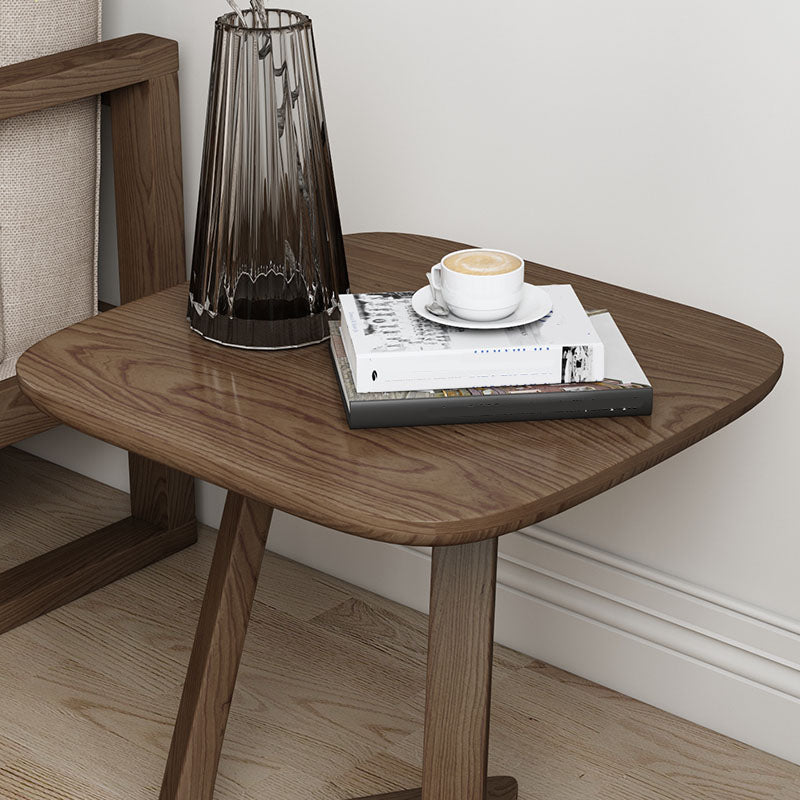Solid Wood Square Top Side Table 19.7" Tall Abstract Base End Table