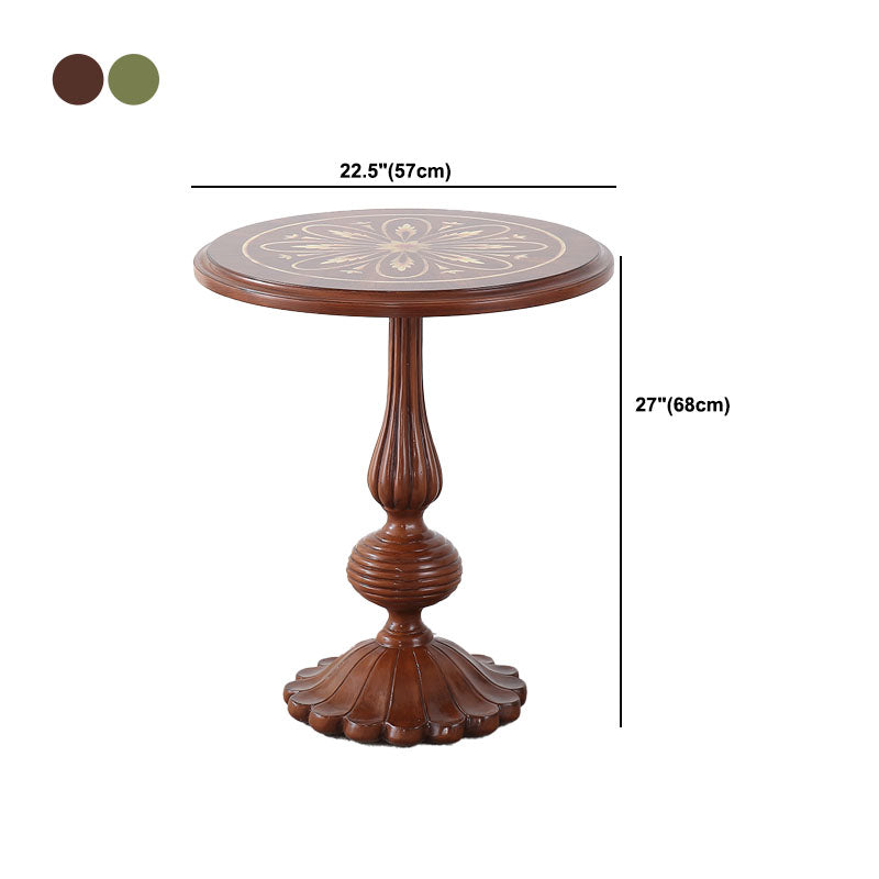 French Country Style Wooden Top Side Table 26.77" Tall Pedestal End Table