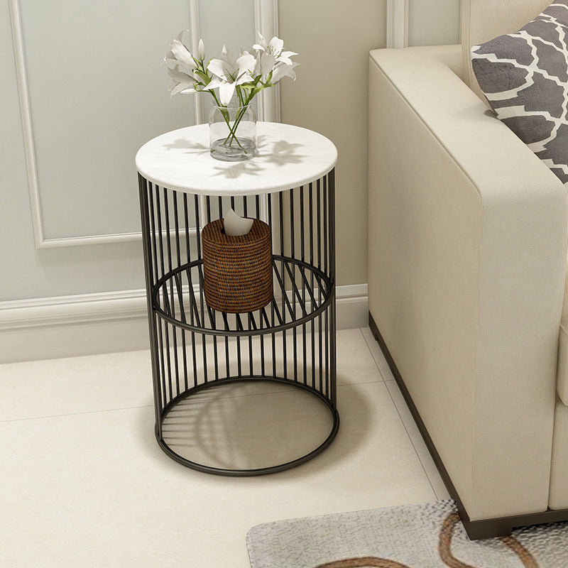 21.65" Tall Contemporary Style Side End Table Metal Frame Round Sofa Side Accent Table