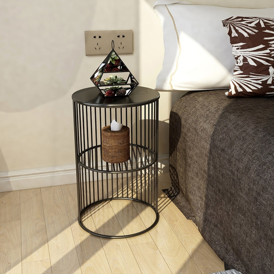 21.65" Tall Contemporary Style Side End Table Metal Frame Round Sofa Side Accent Table