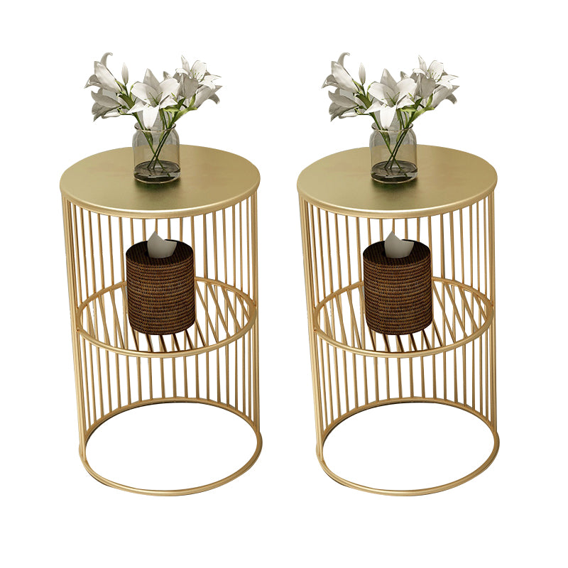 21.65" Tall Contemporary Style Side End Table Metal Frame Round Sofa Side Accent Table