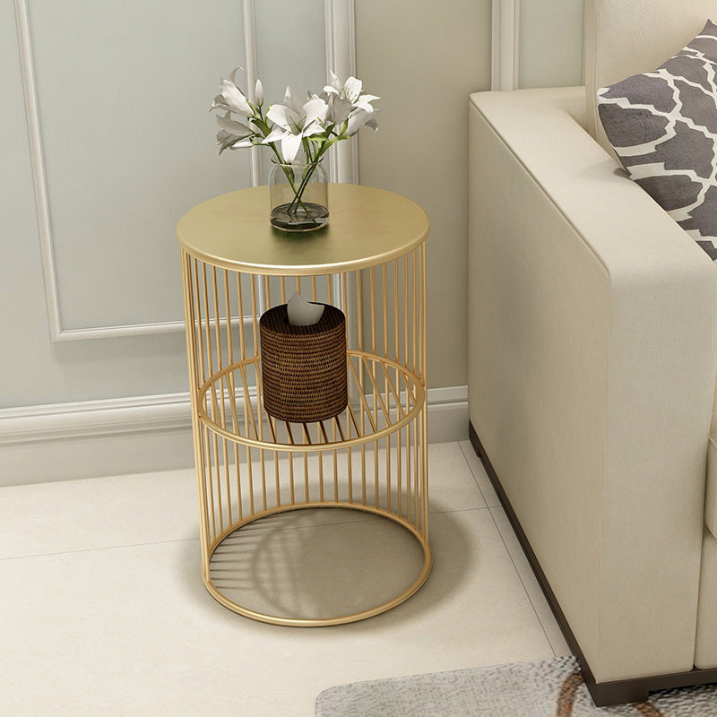 21.65" Tall Contemporary Style Side End Table Metal Frame Round Sofa Side Accent Table