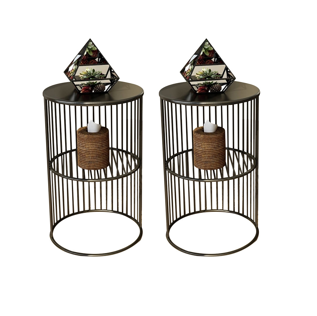 21.65" Tall Contemporary Style Side End Table Metal Frame Round Sofa Side Accent Table