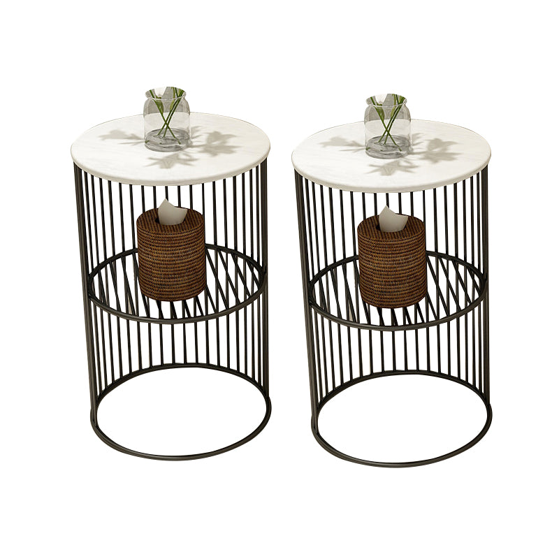 21.65" Tall Contemporary Style Side End Table Metal Frame Round Sofa Side Accent Table