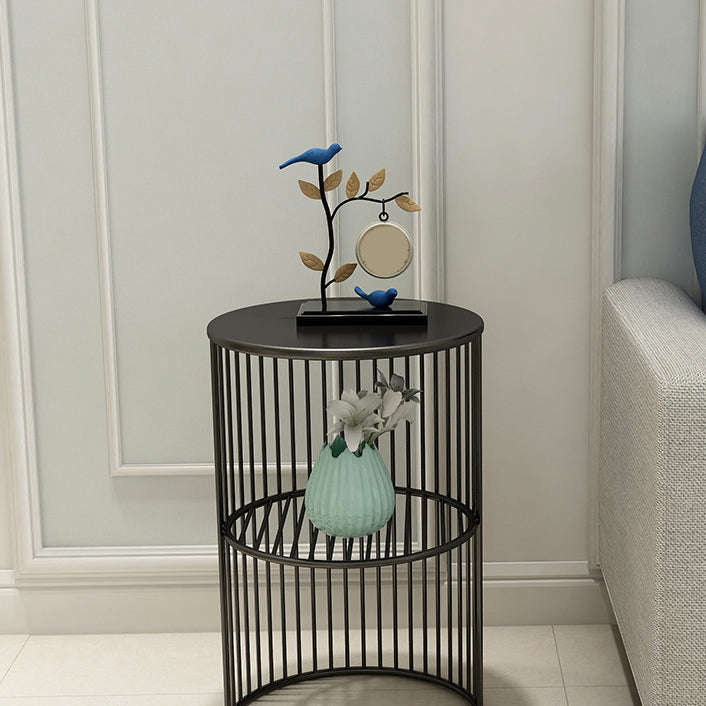 21.65" Tall Contemporary Style Side End Table Metal Frame Round Sofa Side Accent Table