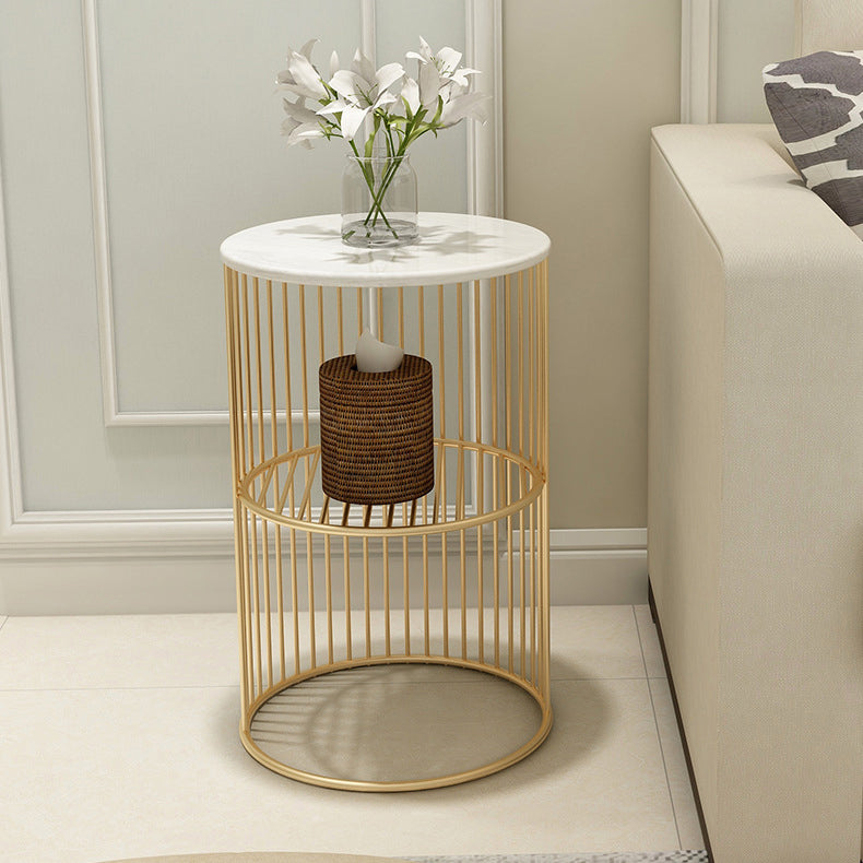 21.65" Tall Contemporary Style Side End Table Metal Frame Round Sofa Side Accent Table