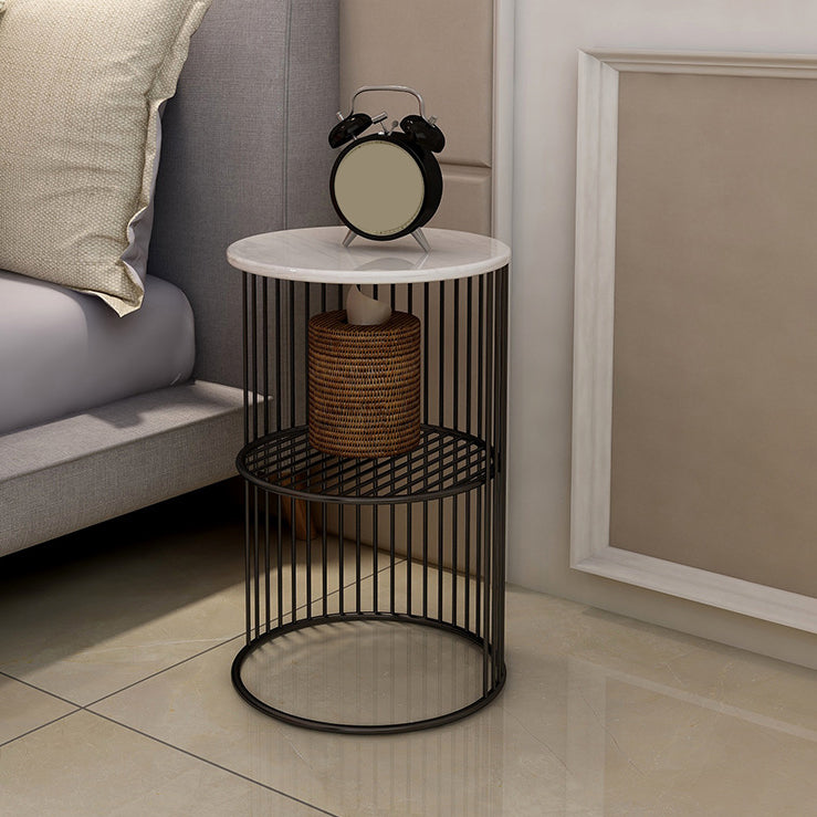 21.65" Tall Contemporary Style Side End Table Metal Frame Round Sofa Side Accent Table