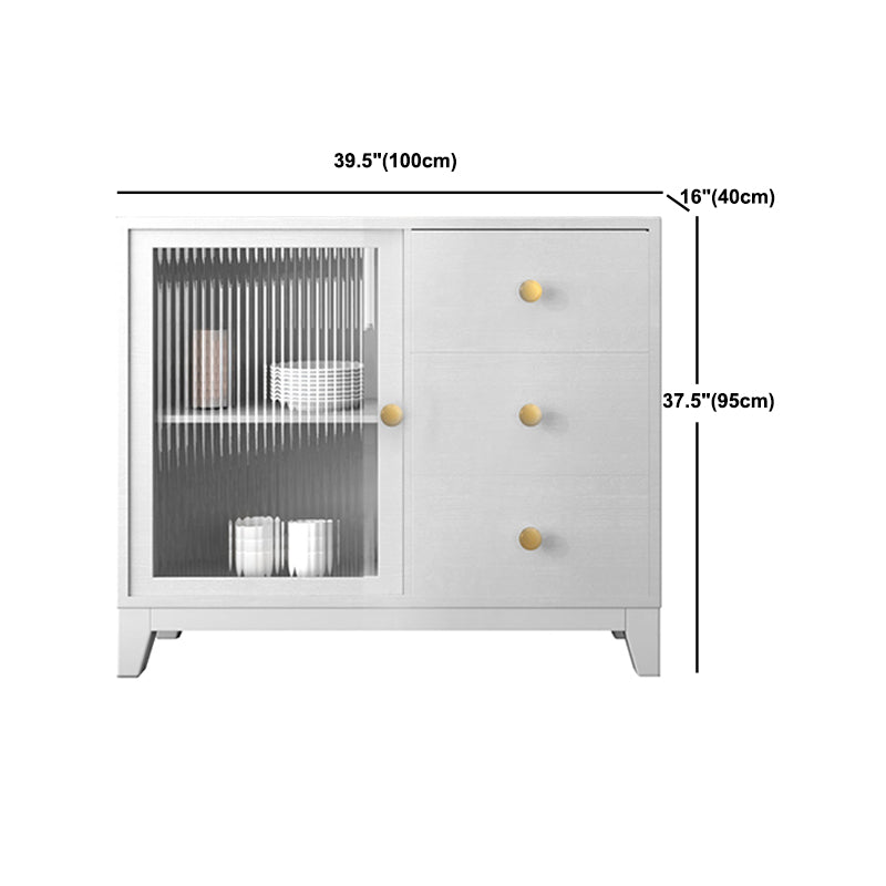 Modern White Rectangle Accent Cabinet Knobs 1 Shelves Cabinet