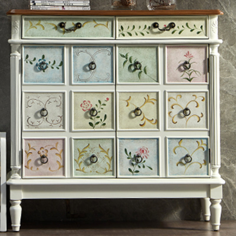 Mid-Century Modern Cabinet Ring Pulls Wood Side Cabinet with Drawer