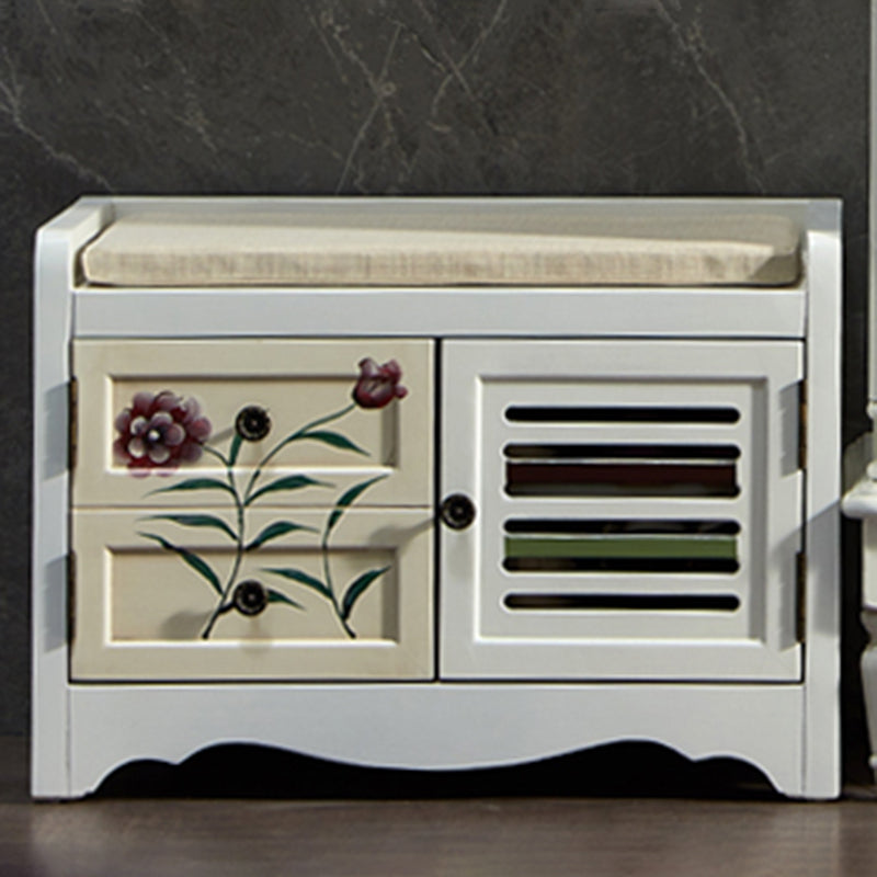 Mid-Century Modern Cabinet Ring Pulls Wood Side Cabinet with Drawer