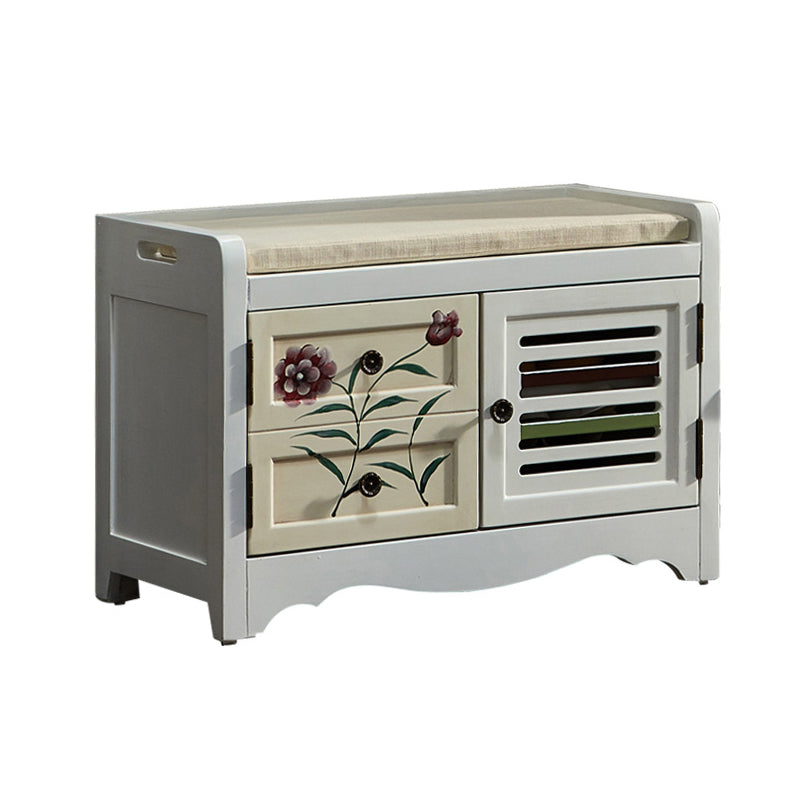 Mid-Century Modern Cabinet Ring Pulls Wood Side Cabinet with Drawer