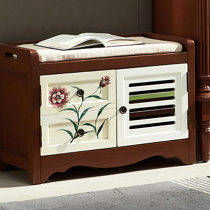 Mid-Century Modern Cabinet Ring Pulls Wood Side Cabinet with Drawer