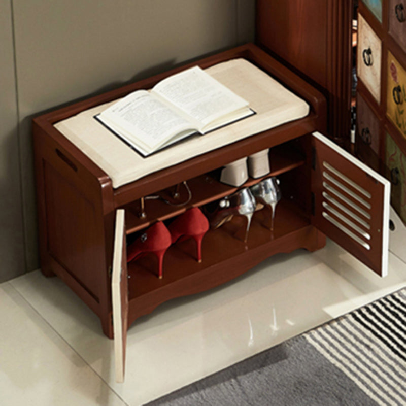 Mid-Century Modern Cabinet Ring Pulls Wood Side Cabinet with Drawer