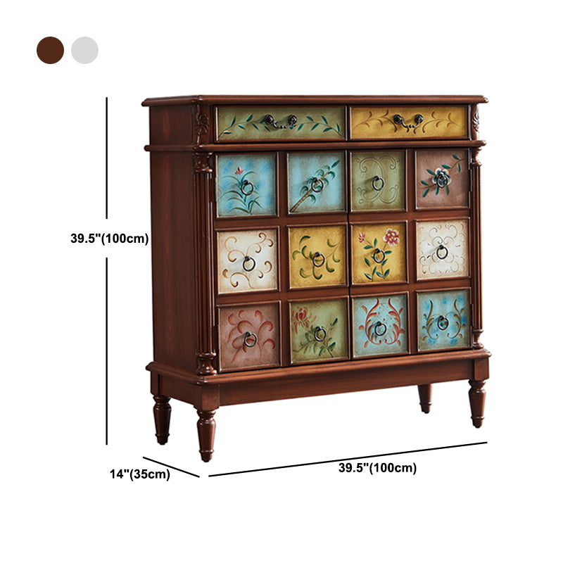 Mid-Century Modern Cabinet Ring Pulls Wood Side Cabinet with Drawer