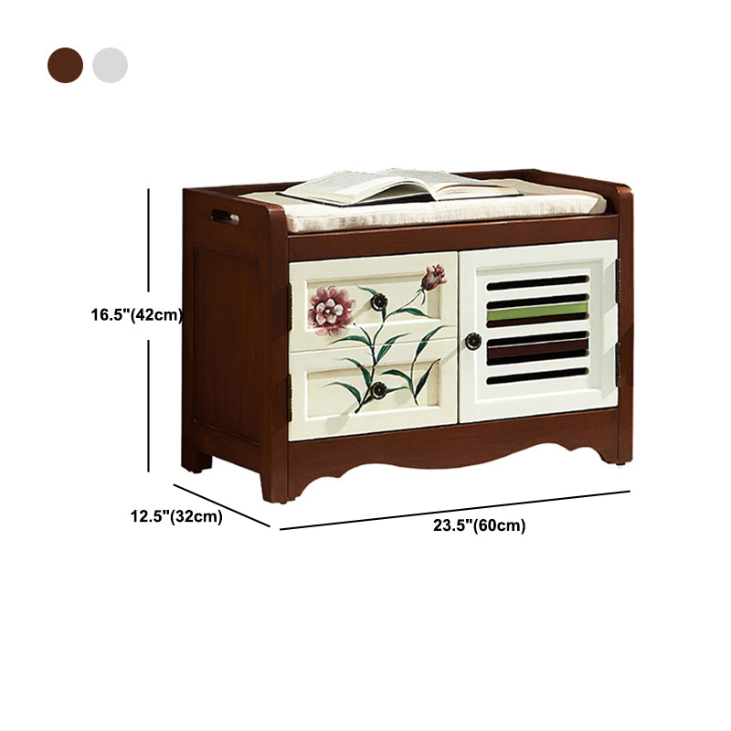 Mid-Century Modern Cabinet Ring Pulls Wood Side Cabinet with Drawer