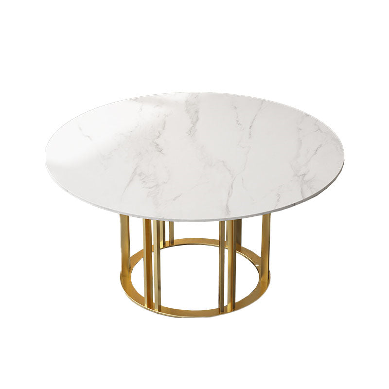 Round Traditional Luxury Stone Table Standard Height Dining Table with Pedestal Base
