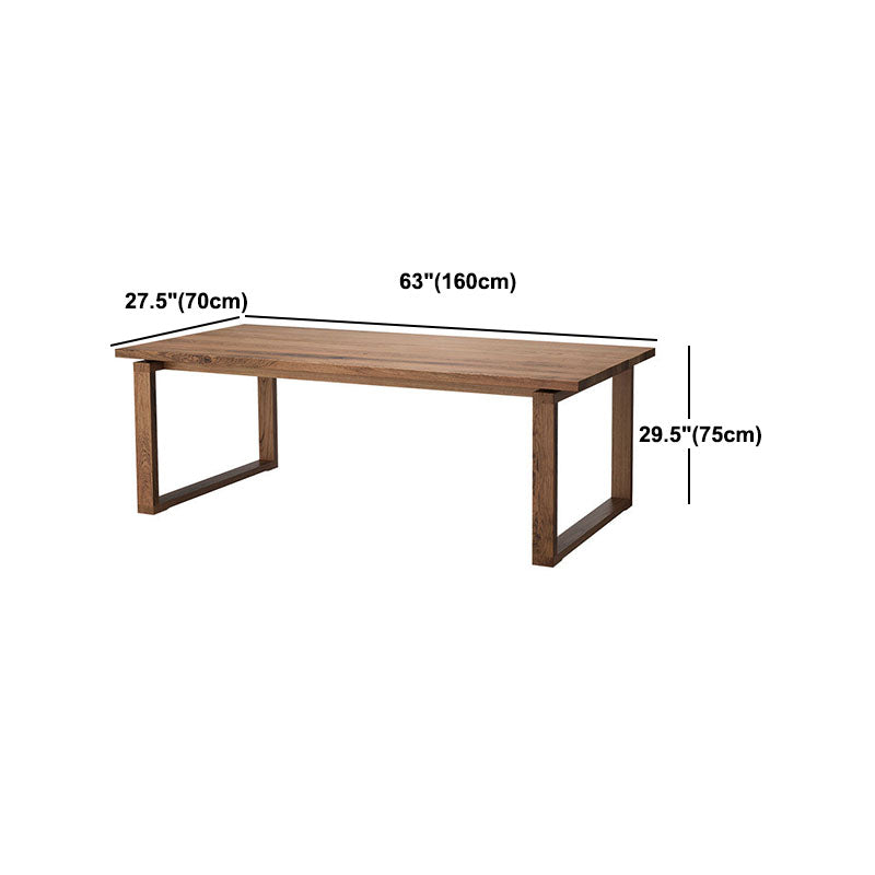 Natural Pine Wood Dining Table Contemporary Rectangle Sled Base Table