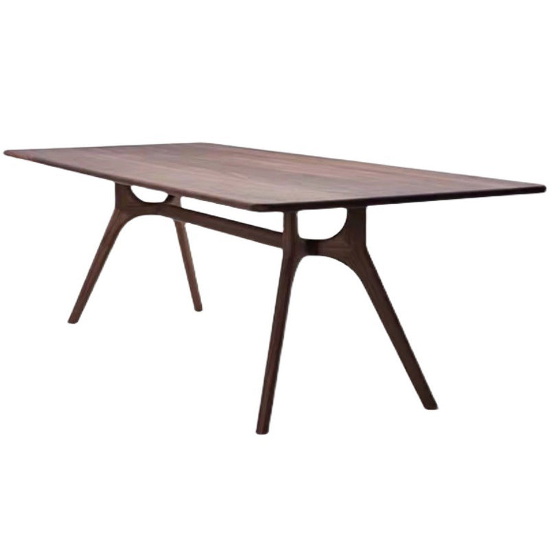 Natural Solid Wood Dining Table Modern Rectangular Furniture with Double Pedestal for Home