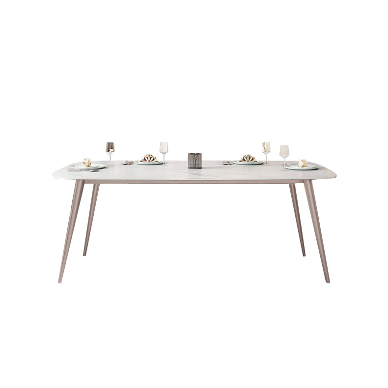 Purple 4-foot Metal Table Modern Stone Top Rectangle Fixed Table