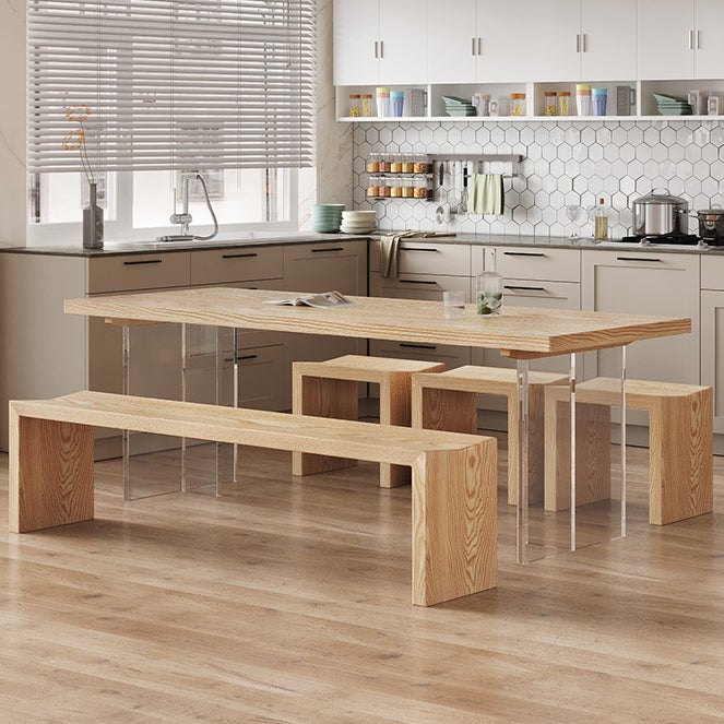 Simplicity Style Dining Table Natural Solid Wood Table for Home Kitchen