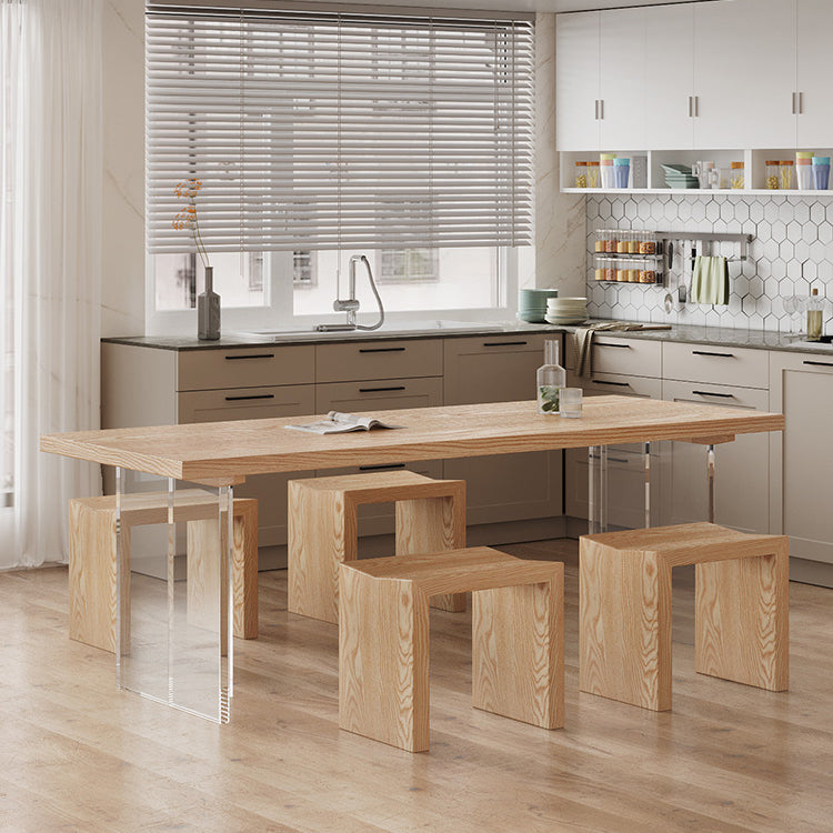 Simplicity Style Dining Table Natural Solid Wood Table for Home Kitchen