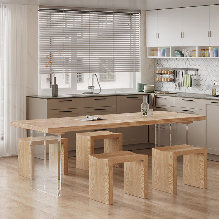 Simplicity Style Dining Table Natural Solid Wood Table for Home Kitchen