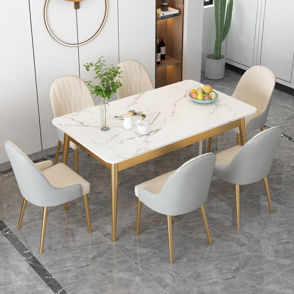 Sintered Stone Dining Table Traditional Luxury Rectangle Table for Home