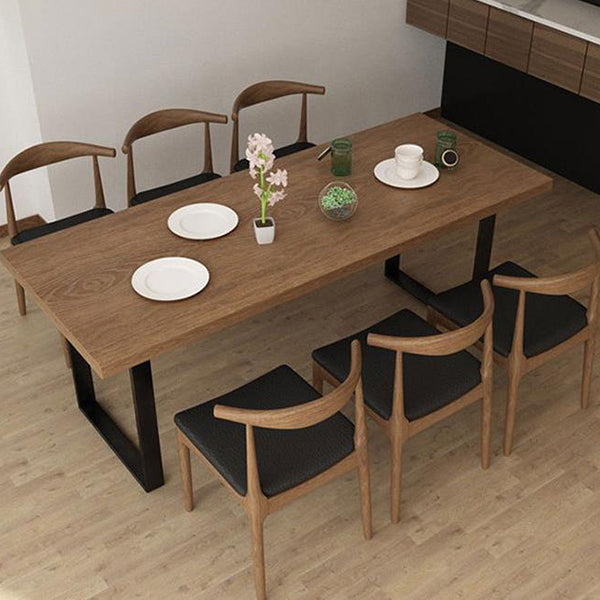 Industrial Dining Table with Brown Pine Rectangle Dining Table for Kitchen without Chair