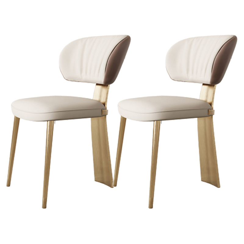 Glam Dining Chair Armless Dining Chair with Metal Legs for Kitchen