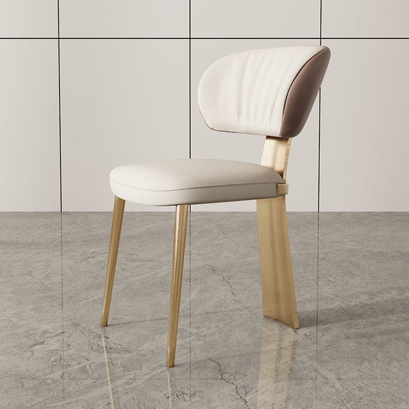 Glam Dining Chair Armless Dining Chair with Metal Legs for Kitchen