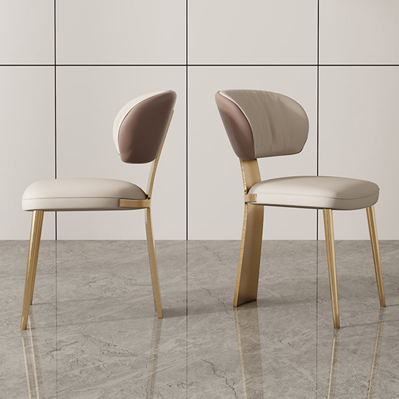 Glam Dining Chair Armless Dining Chair with Metal Legs for Kitchen