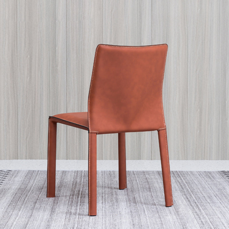 Contemporary Home Side Chair Faux Leather Solid Back Dining Chair