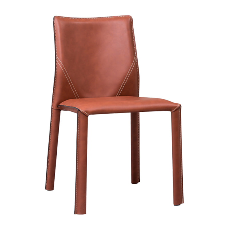Contemporary Home Side Chair Faux Leather Solid Back Dining Chair