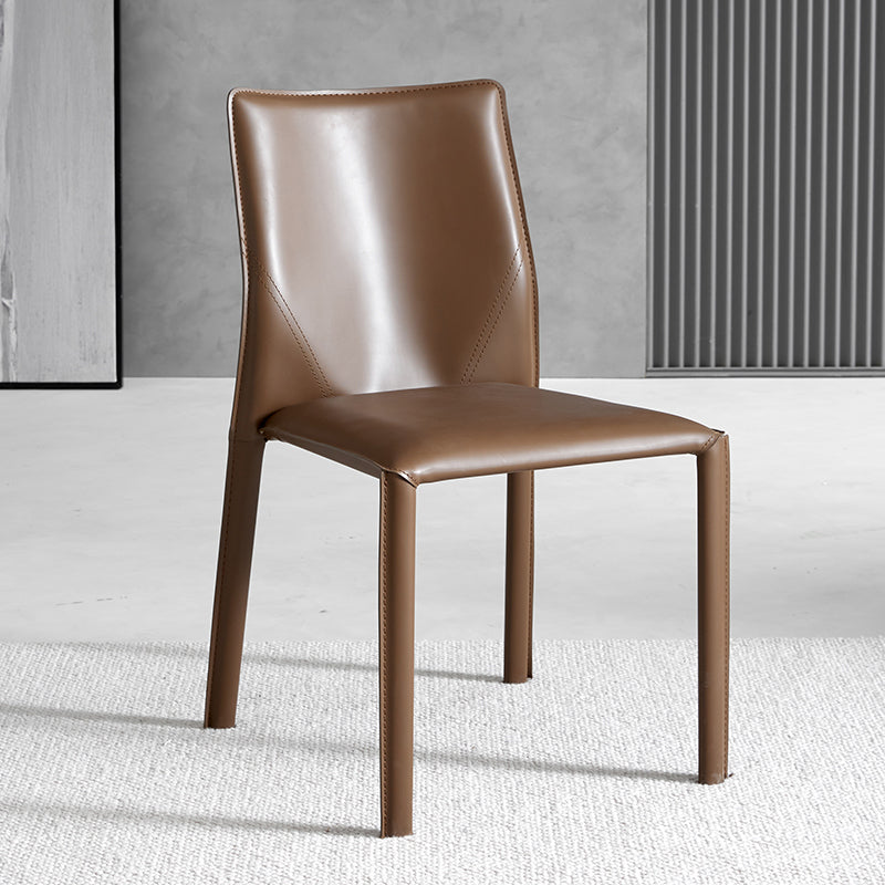Contemporary Home Side Chair Faux Leather Solid Back Dining Chair