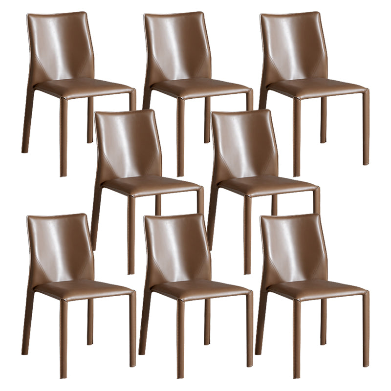 Contemporary Home Side Chair Faux Leather Solid Back Dining Chair