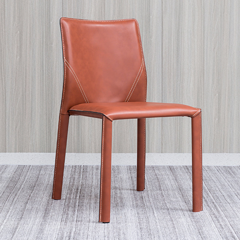 Contemporary Home Side Chair Faux Leather Solid Back Dining Chair
