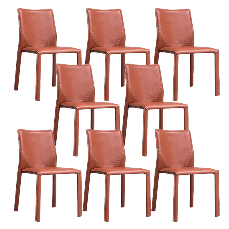 Contemporary Home Side Chair Faux Leather Solid Back Dining Chair