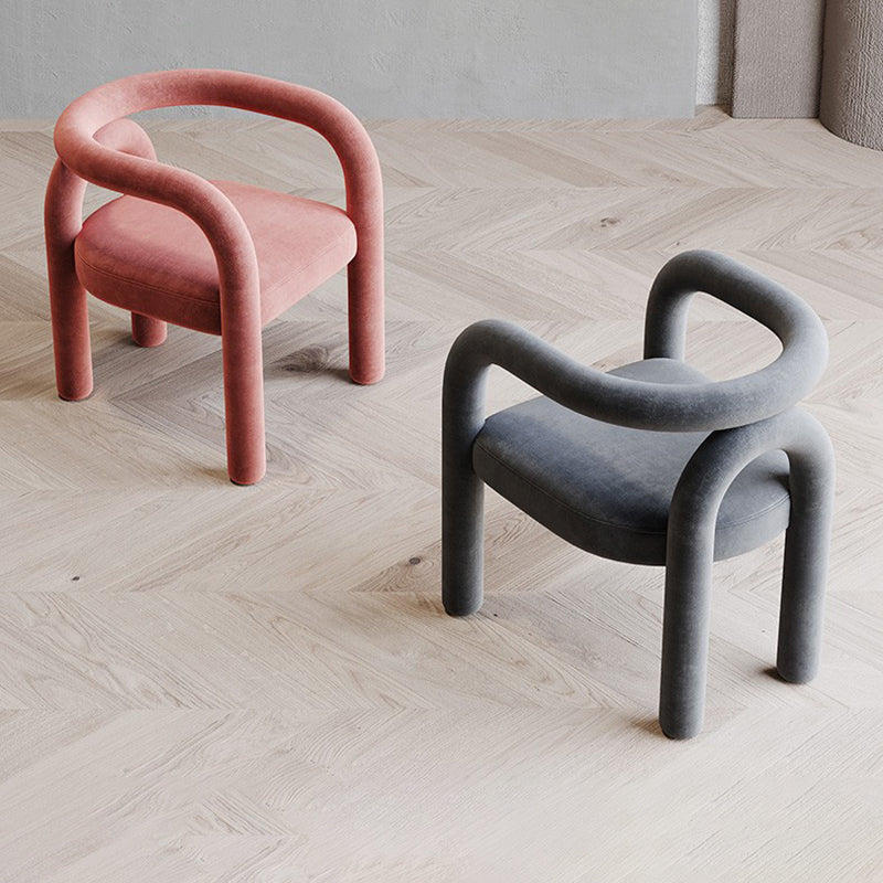 Contemporary Style Dining Chairs Velvet Open Back Arm Chair for Home