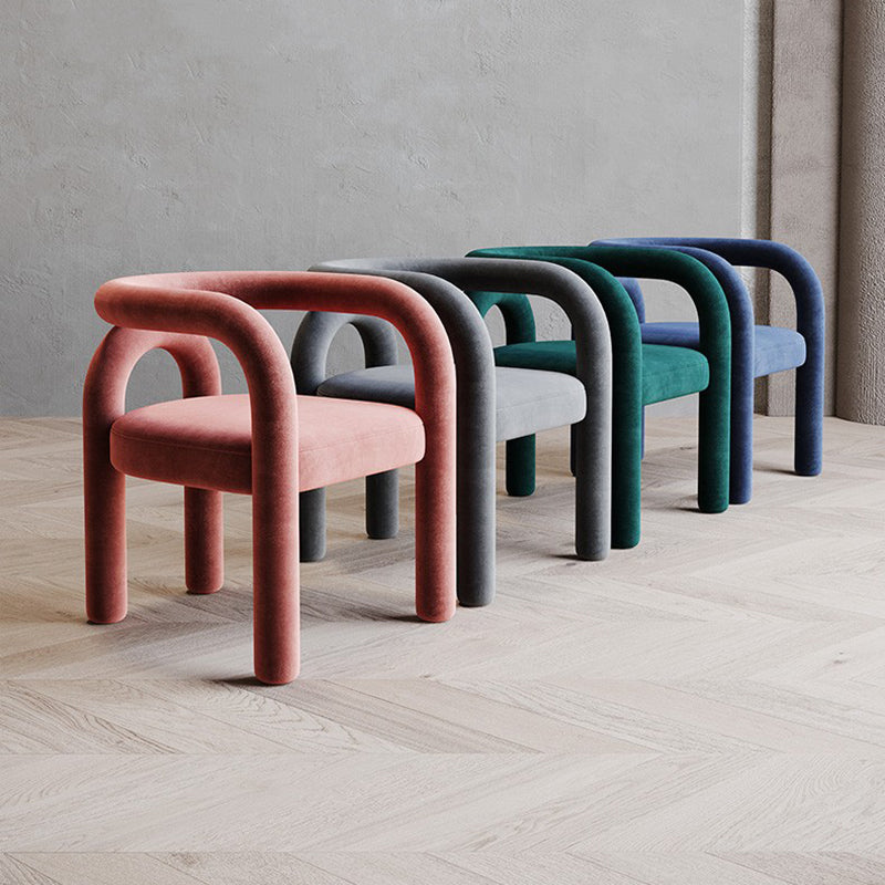 Contemporary Style Dining Chairs Velvet Open Back Arm Chair for Home