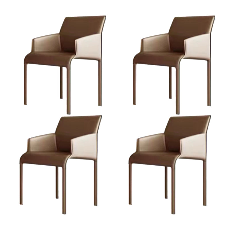 Matte Finish Solid Back Chair Faux Leather Modern Dining Chair