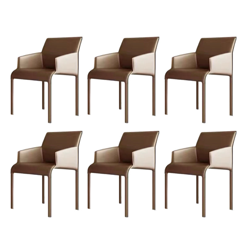 Matte Finish Solid Back Chair Faux Leather Modern Dining Chair