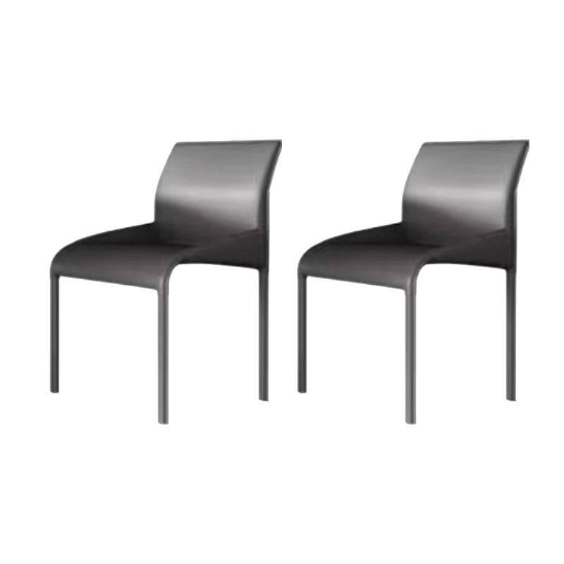 Matte Finish Solid Back Chair Faux Leather Modern Dining Chair