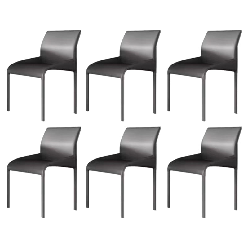 Matte Finish Solid Back Chair Faux Leather Modern Dining Chair