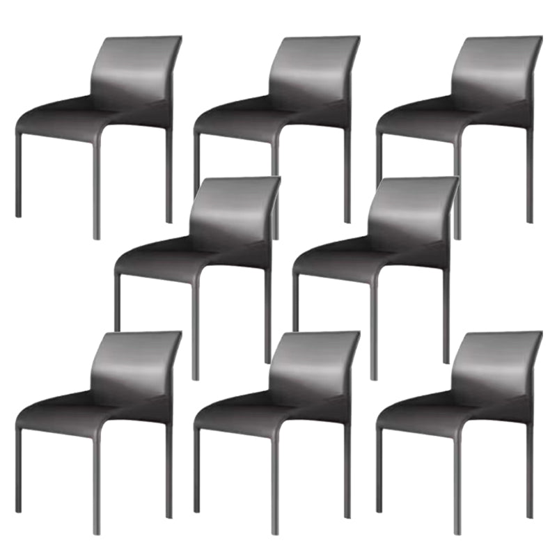 Matte Finish Solid Back Chair Faux Leather Modern Dining Chair