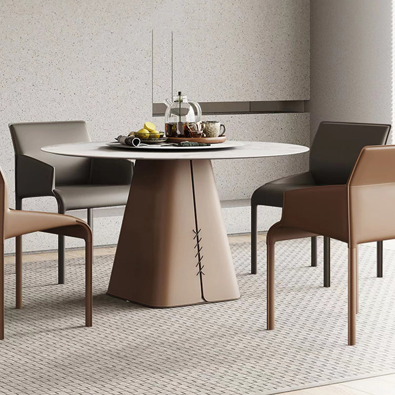 Matte Finish Solid Back Chair Faux Leather Modern Dining Chair